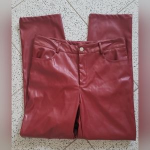Cider red leather pants